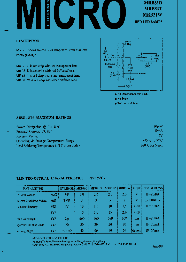 MRB31W_1283385.PDF Datasheet