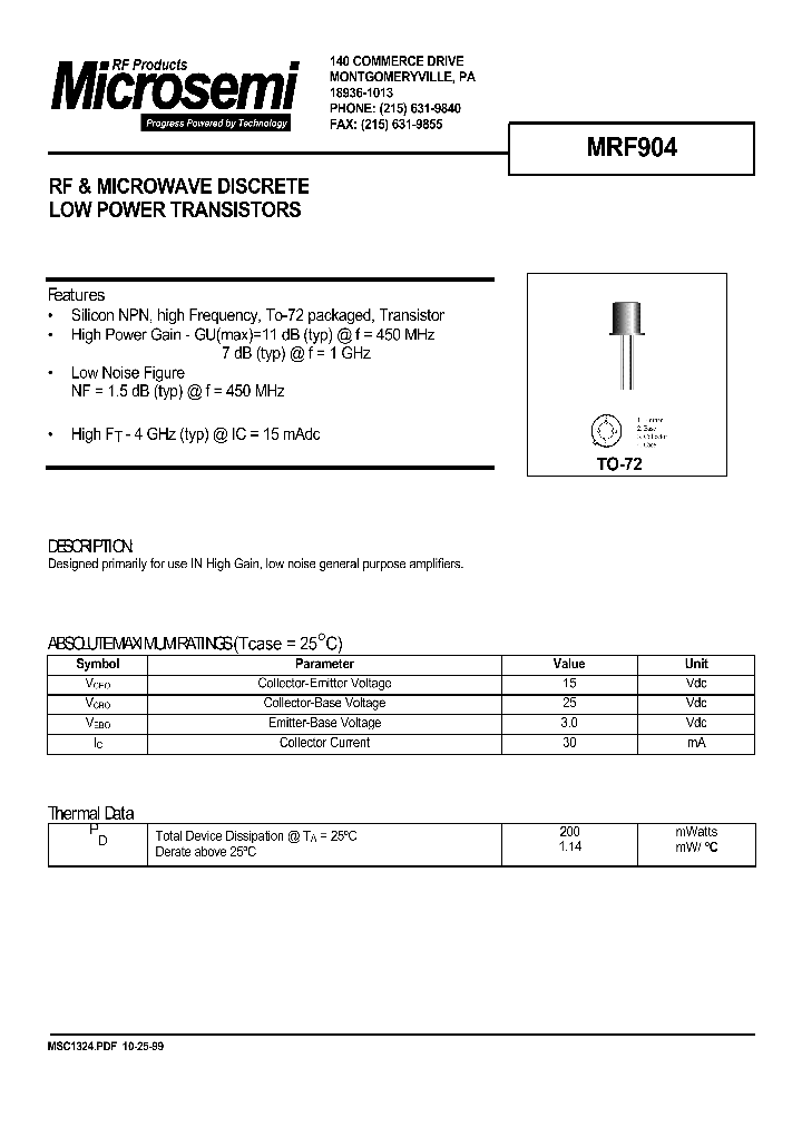 MRF904_1283677.PDF Datasheet