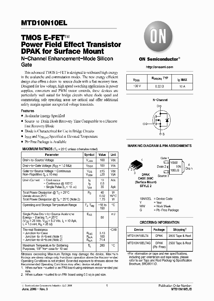 MTD10N10ELT4G_1066549.PDF Datasheet