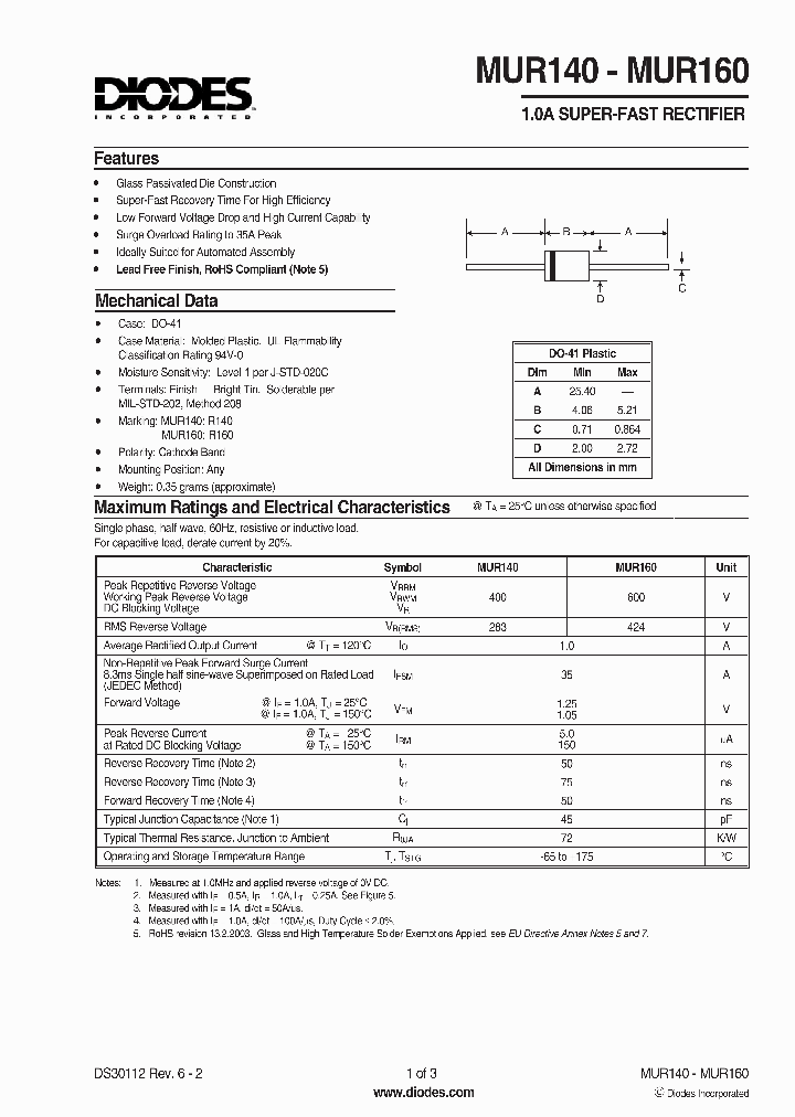 MUR160-A_1083887.PDF Datasheet