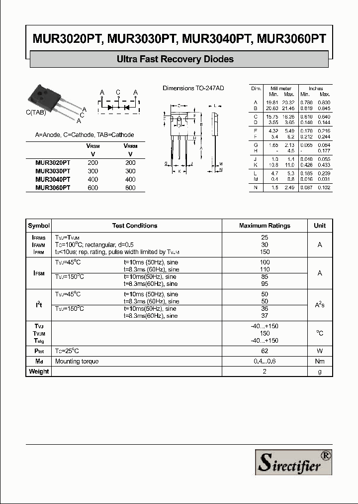 MUR3060PT_1090499.PDF Datasheet