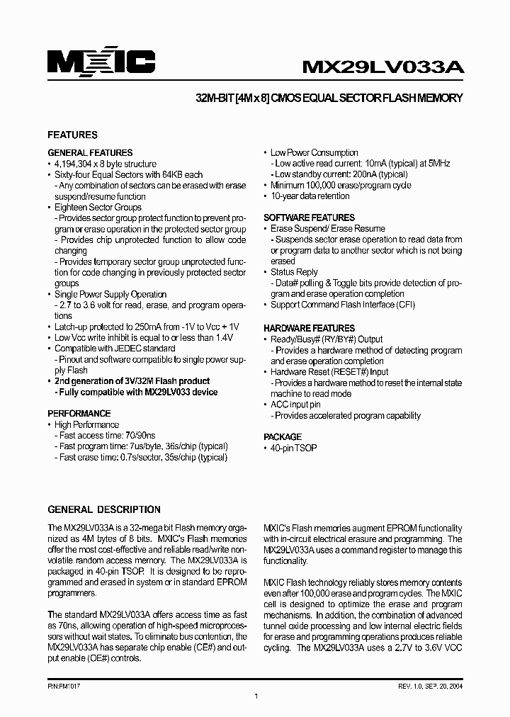 MX29LV033ATI-90G_1286694.PDF Datasheet