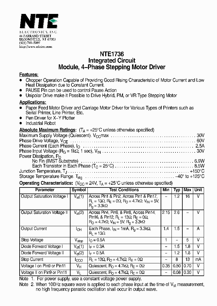 NTE1736_1290288.PDF Datasheet