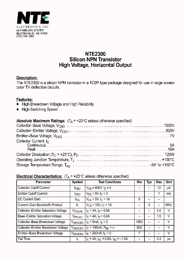 NTE2300_1290503.PDF Datasheet