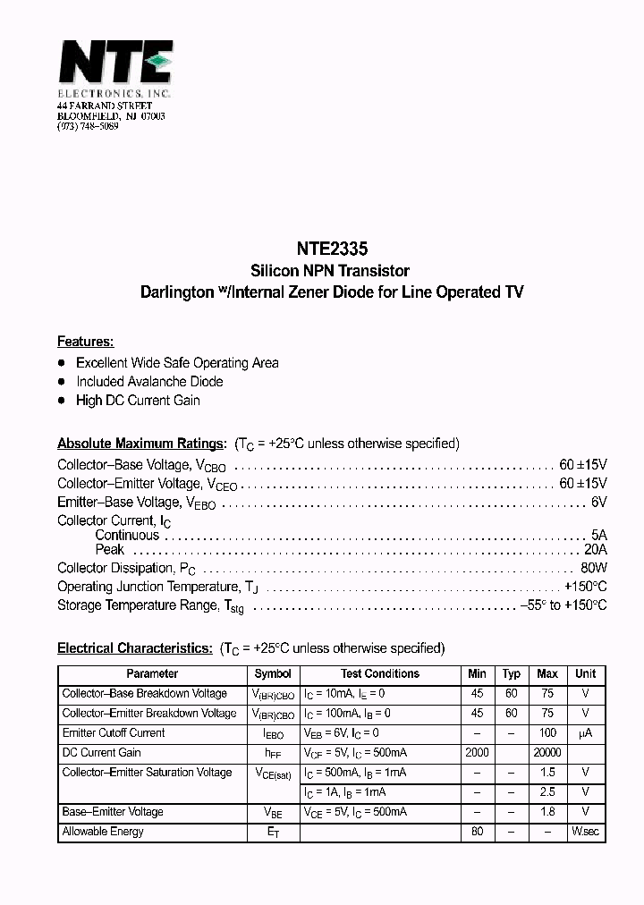 NTE2335_1290536.PDF Datasheet