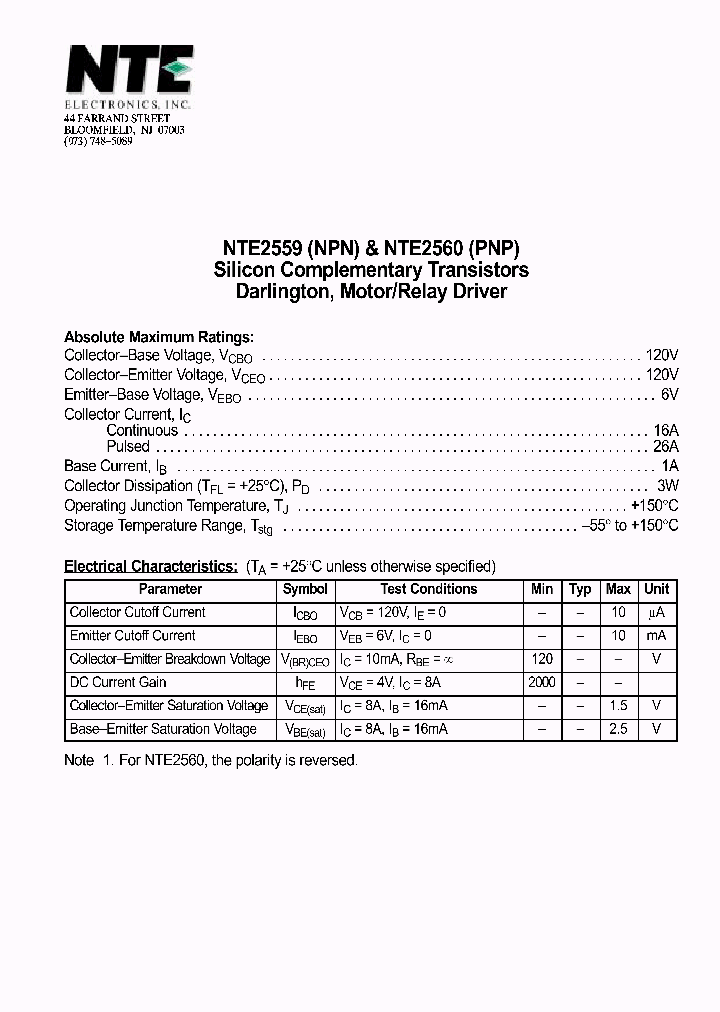 NTE2560_1290655.PDF Datasheet