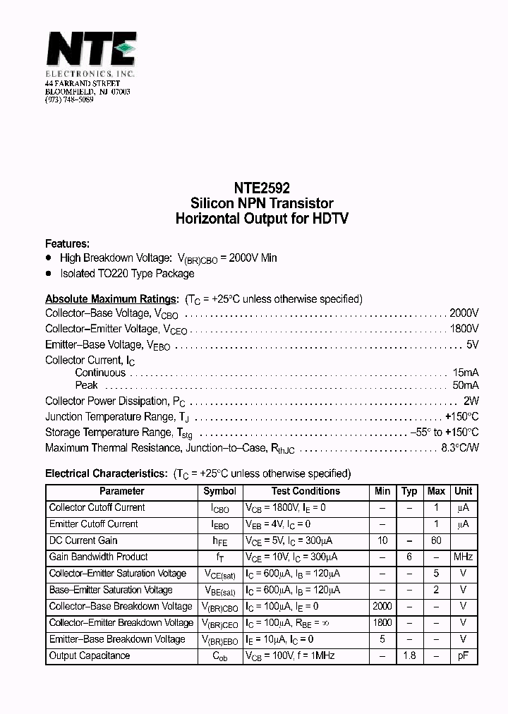 NTE2592_1076602.PDF Datasheet