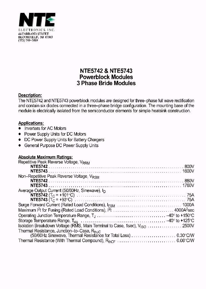 NTE5743_1291057.PDF Datasheet