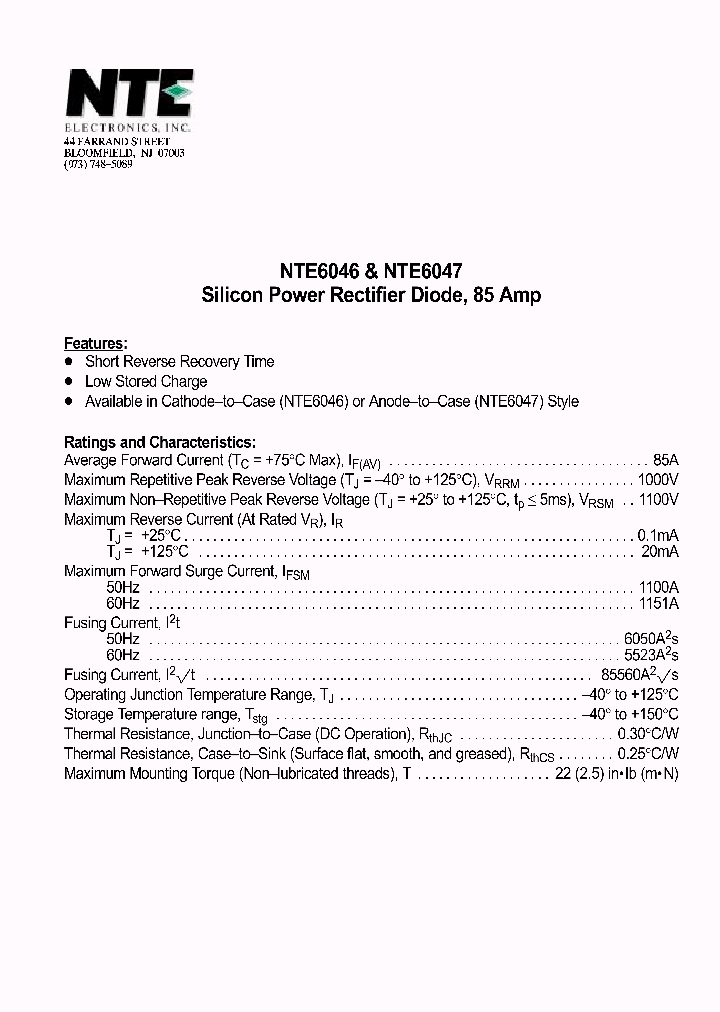 NTE6047_1291100.PDF Datasheet