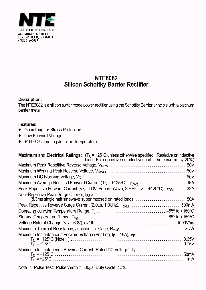 NTE6082_1291106.PDF Datasheet