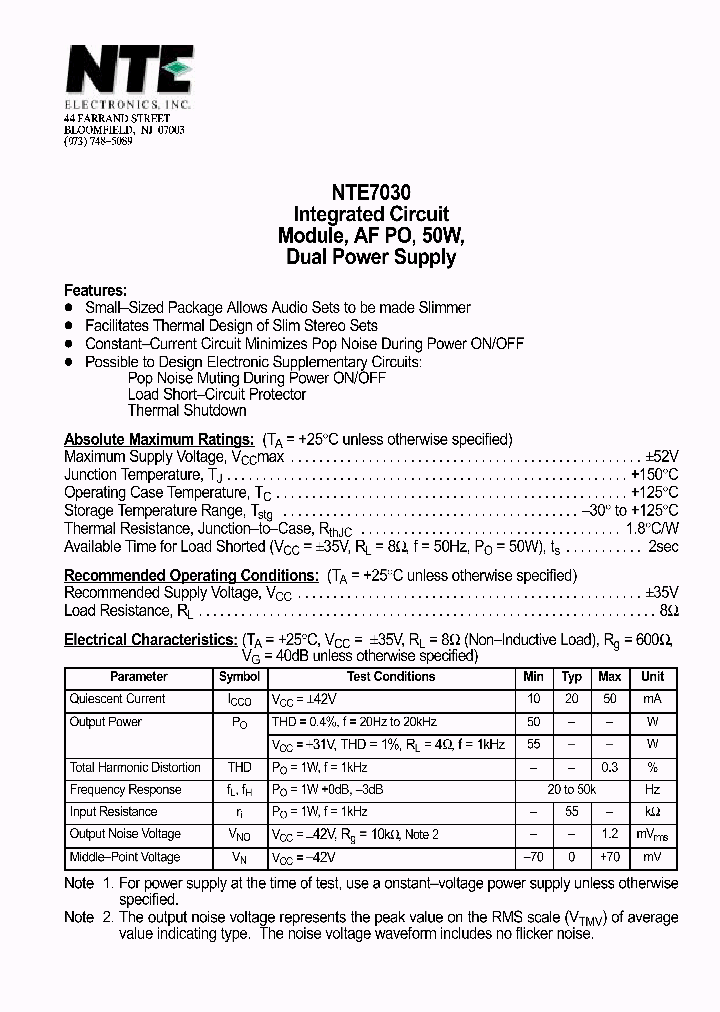 NTE7030_1291195.PDF Datasheet