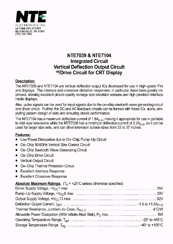 NTE7104_1291244.PDF Datasheet