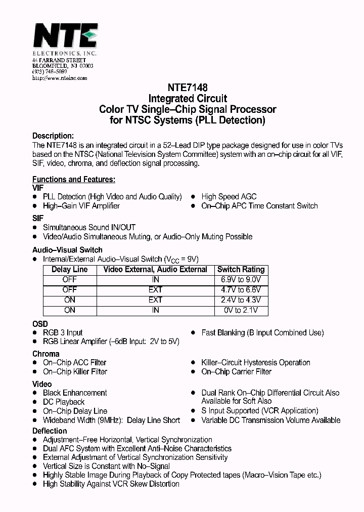 NTE7148_1291278.PDF Datasheet