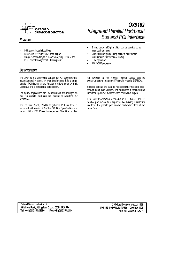 OX9162_1103545.PDF Datasheet