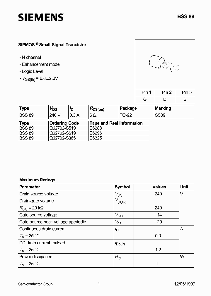 BSS89_1183995.PDF Datasheet