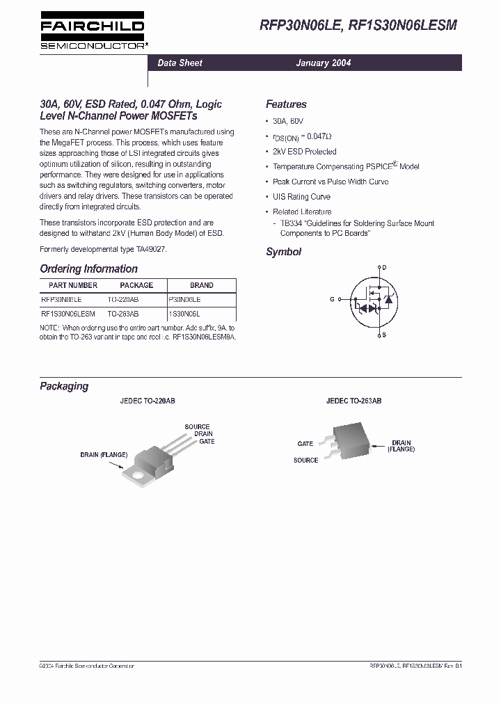 RFP30N06LE_1301623.PDF Datasheet