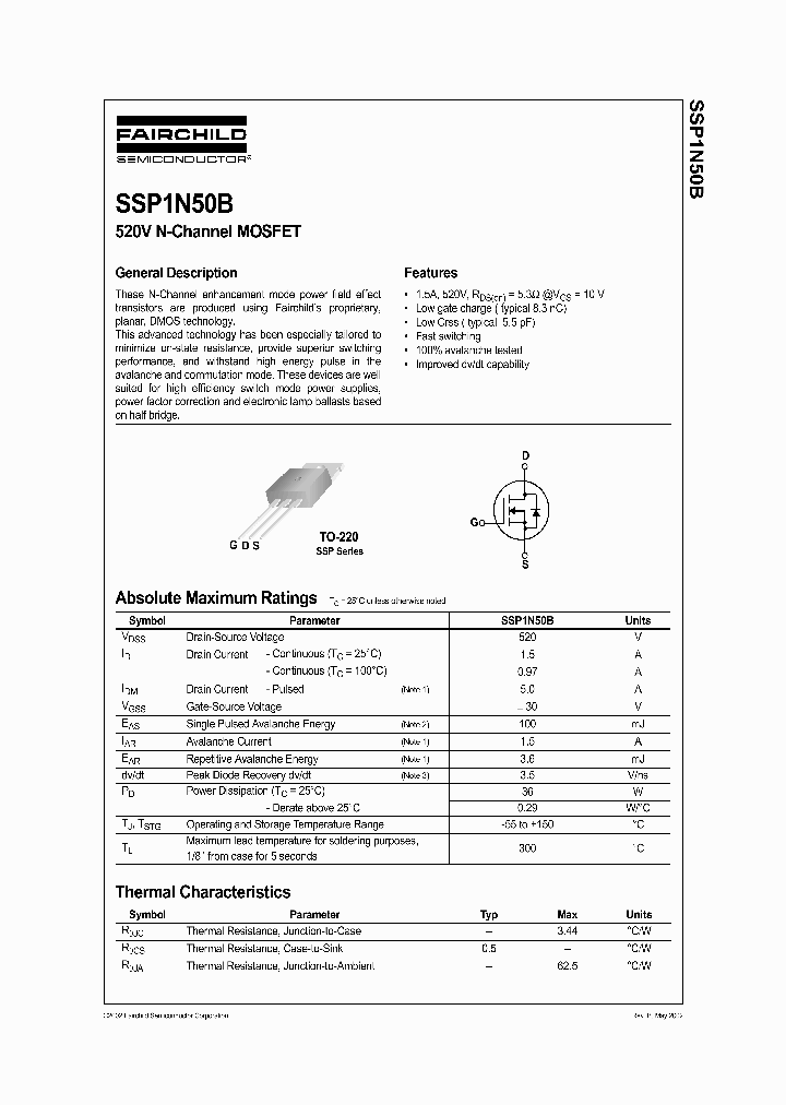 SSP1N50B_1316855.PDF Datasheet