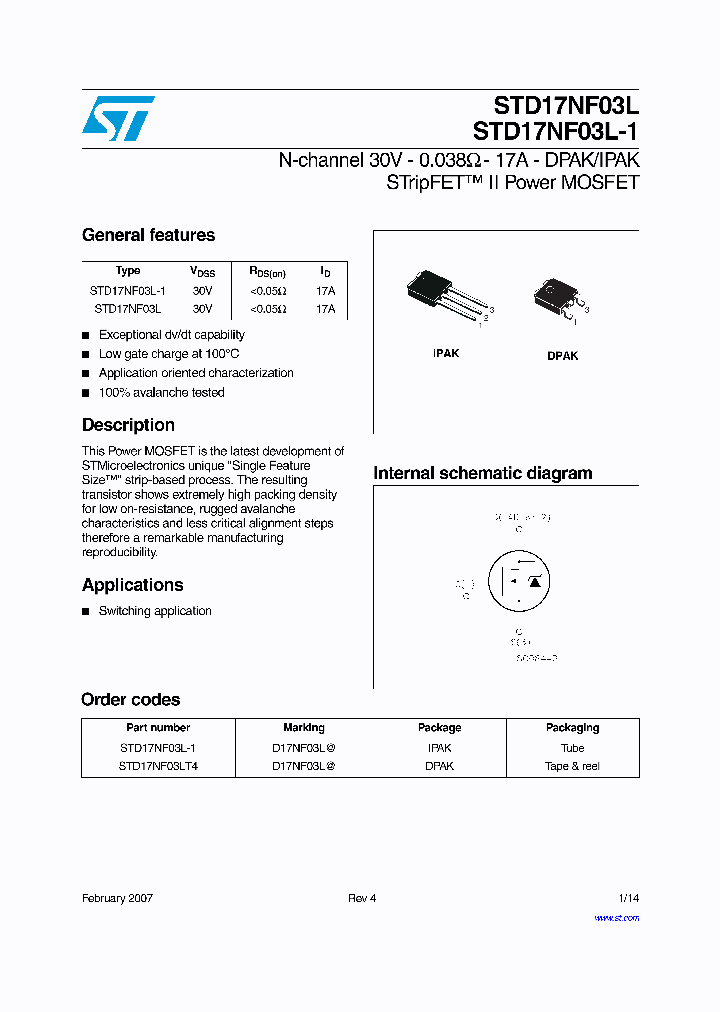 STD17NF03L07_1146551.PDF Datasheet