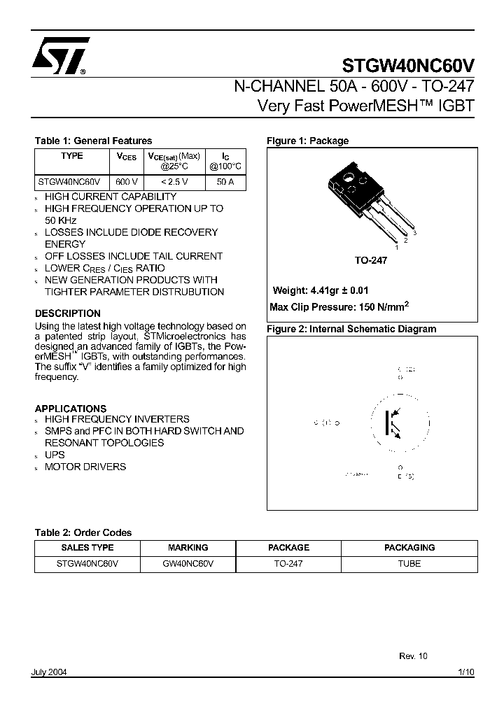 STGW40NC60V04_1318319.PDF Datasheet