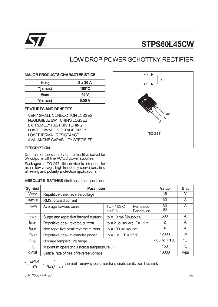 STPS60L45CW_1124507.PDF Datasheet
