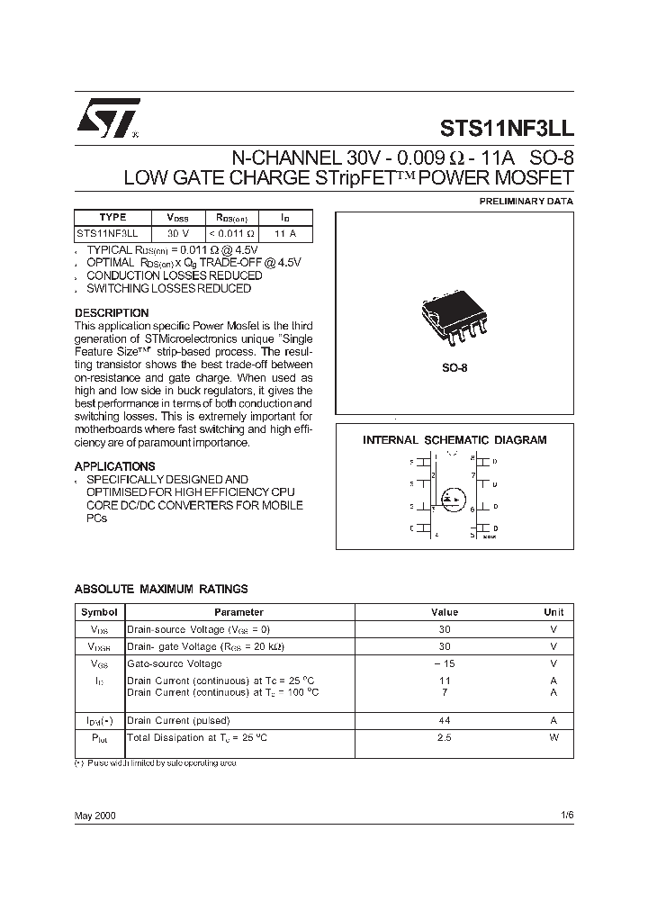 STS11NF3LL_1319333.PDF Datasheet