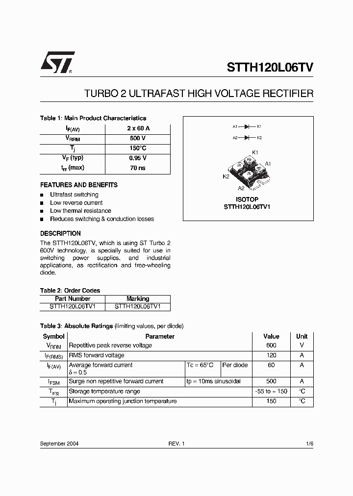 STTH120L06TV_1088928.PDF Datasheet