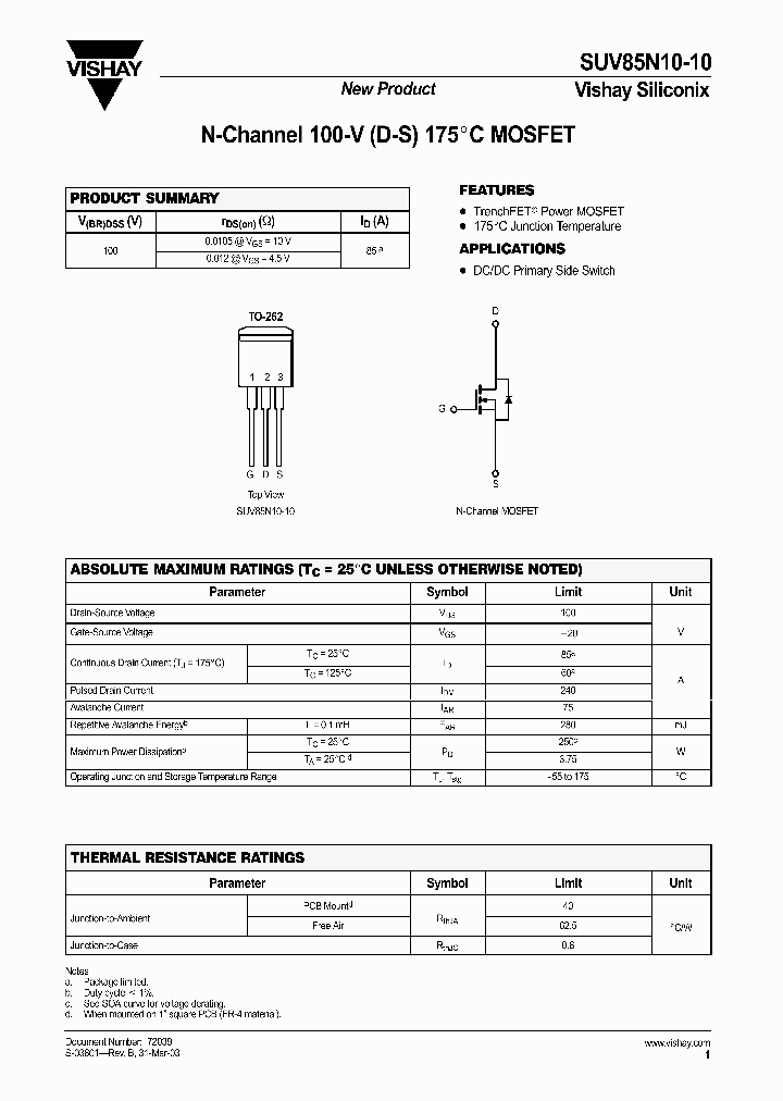 SUV85N10-10_1319970.PDF Datasheet