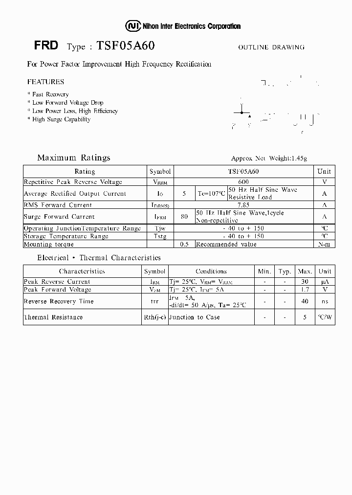 TSF05A60_1329394.PDF Datasheet