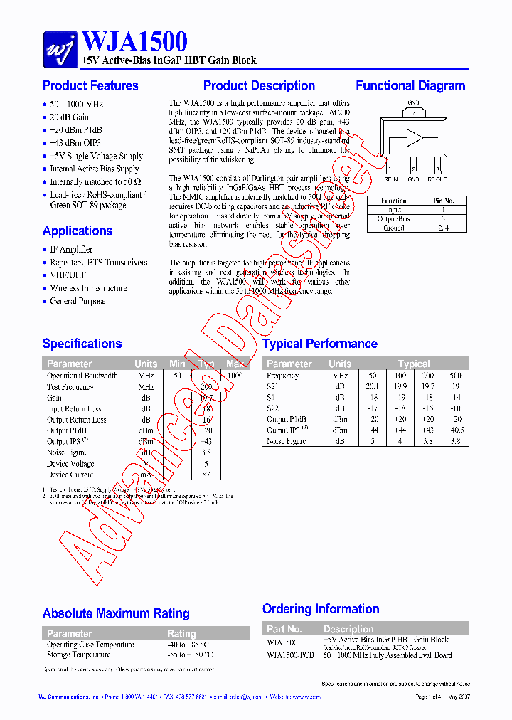 WJA1500-PCB_1336152.PDF Datasheet