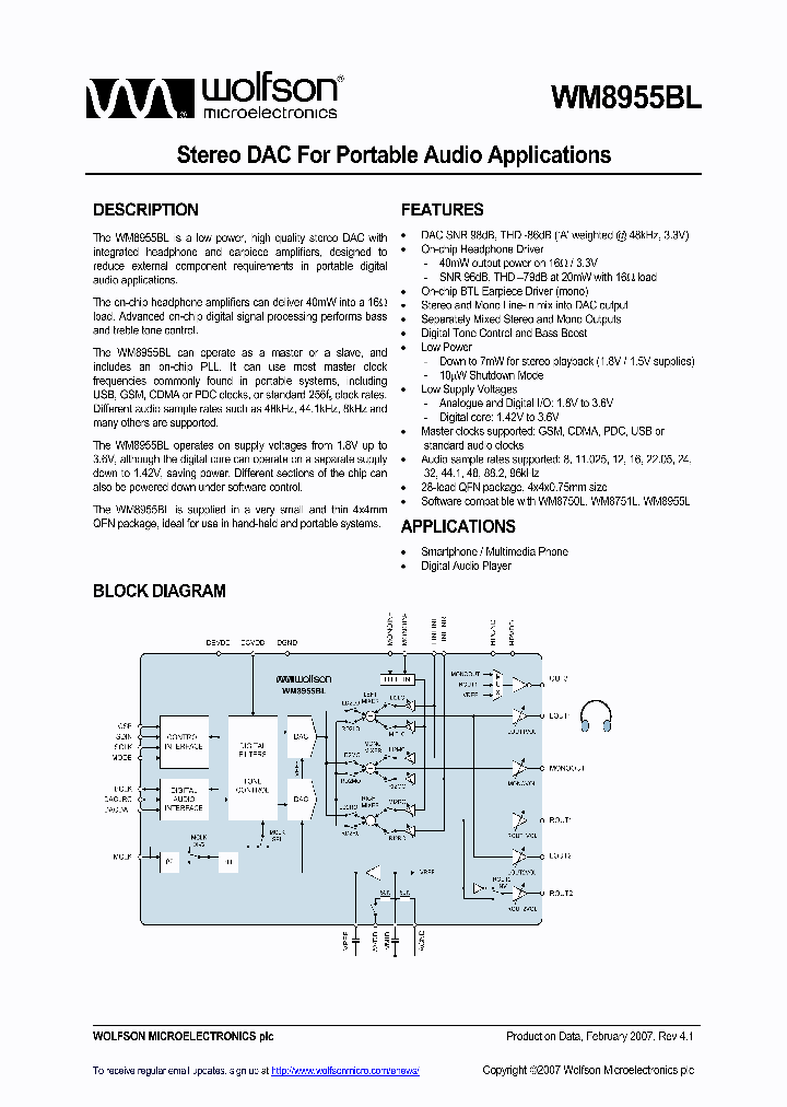 WM8955BLGECORV_1108860.PDF Datasheet