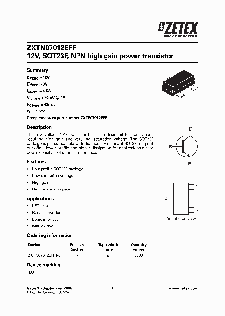 ZXTN07012EFFTA_1340001.PDF Datasheet