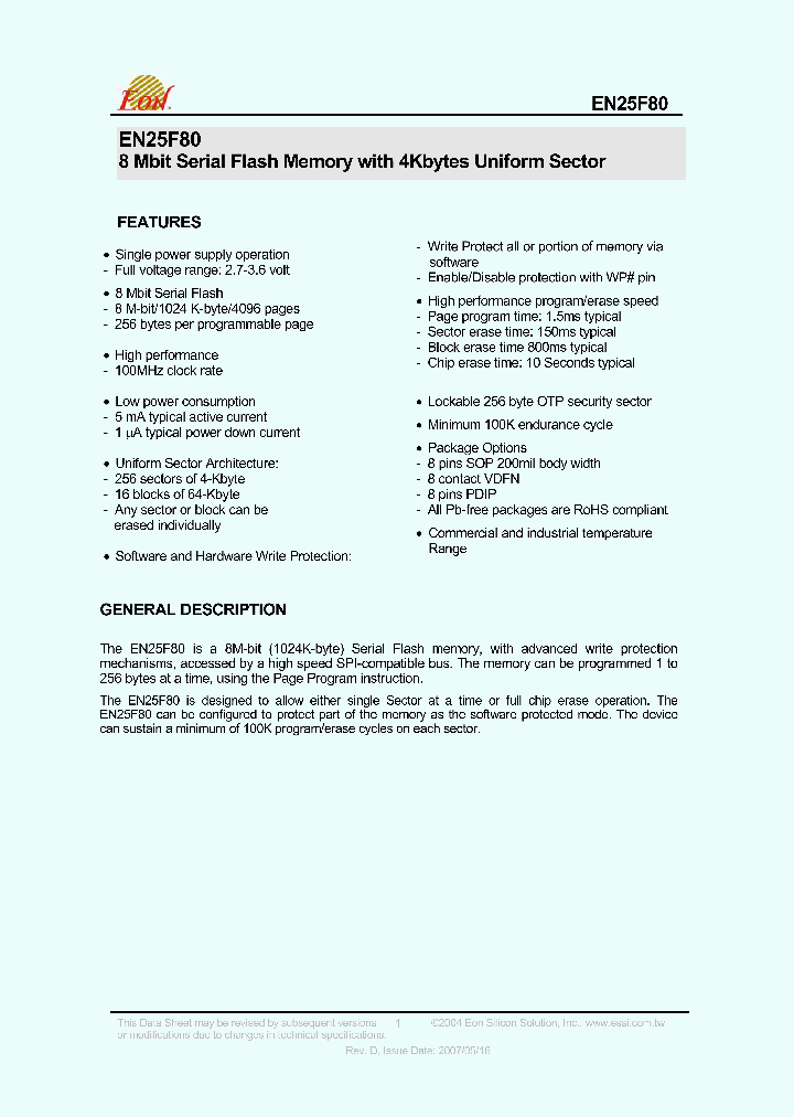 EN25F80_4100366.PDF Datasheet