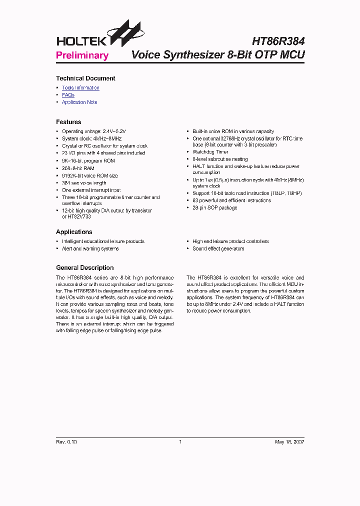 HT86R384_4123449.PDF Datasheet