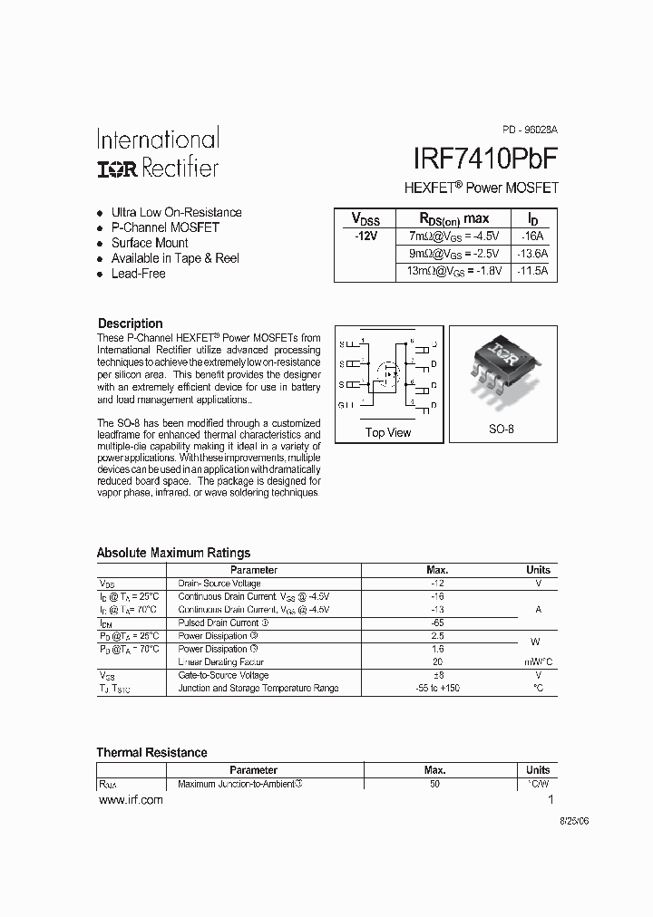 IRF7410PBF_4124096.PDF Datasheet
