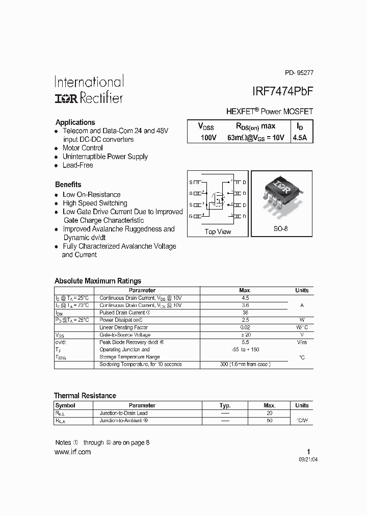 IRF7474PBF_4127295.PDF Datasheet