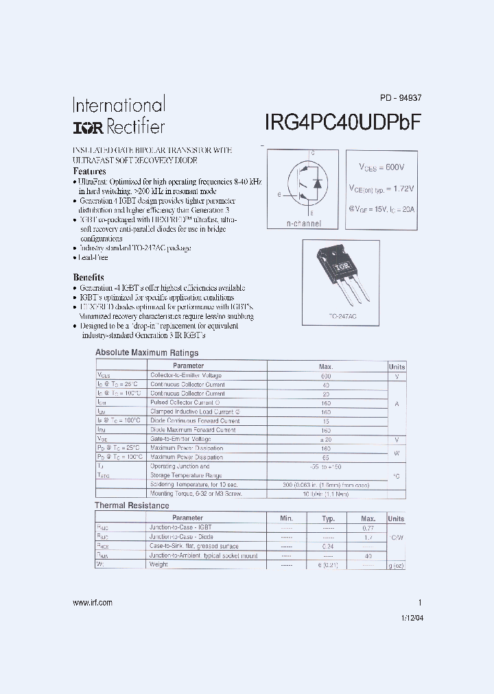 IRG4PC40UDPBF_4115863.PDF Datasheet