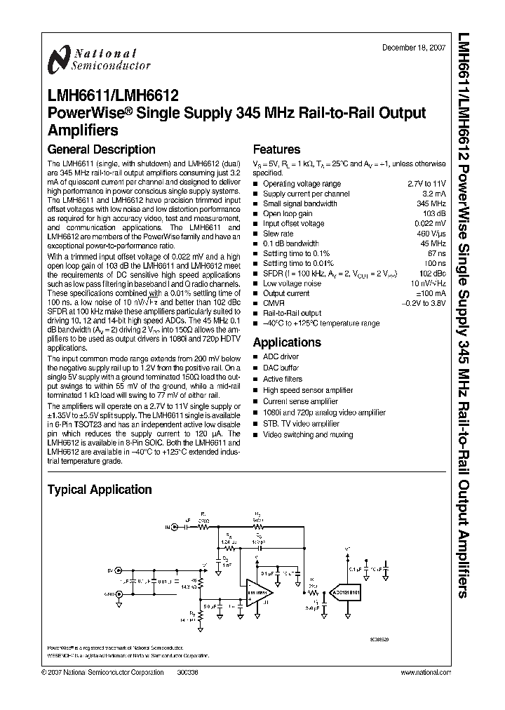 LMH6611_4132359.PDF Datasheet