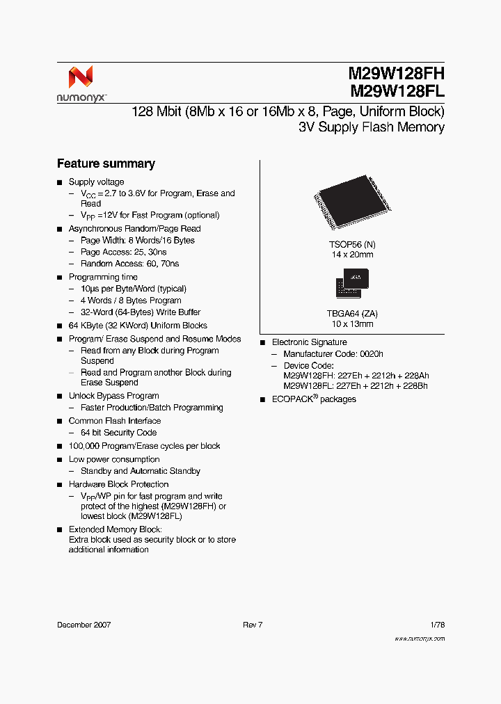 M29W128FL60N6E_4156695.PDF Datasheet