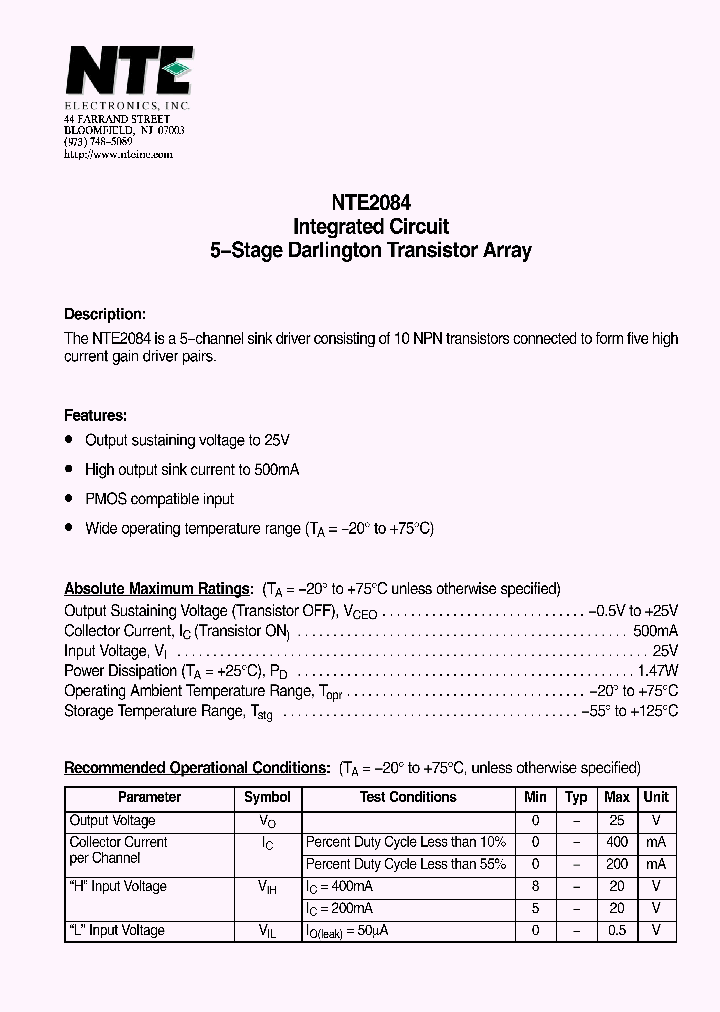 NTE2084_4138596.PDF Datasheet