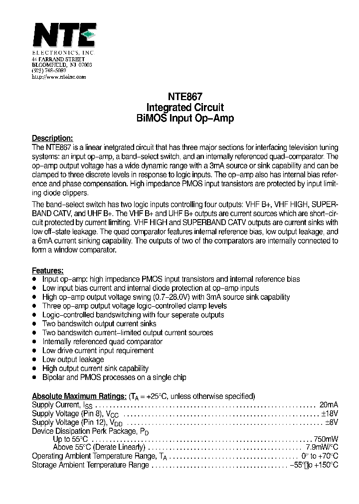 NTE867_4118341.PDF Datasheet