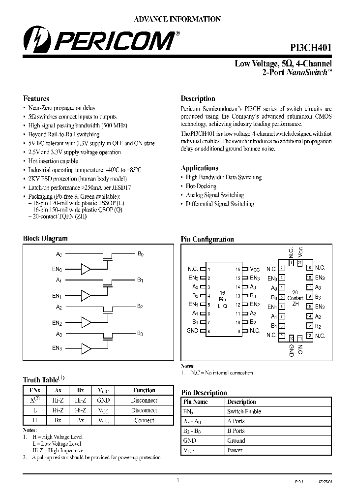 PI3CH401_4125225.PDF Datasheet