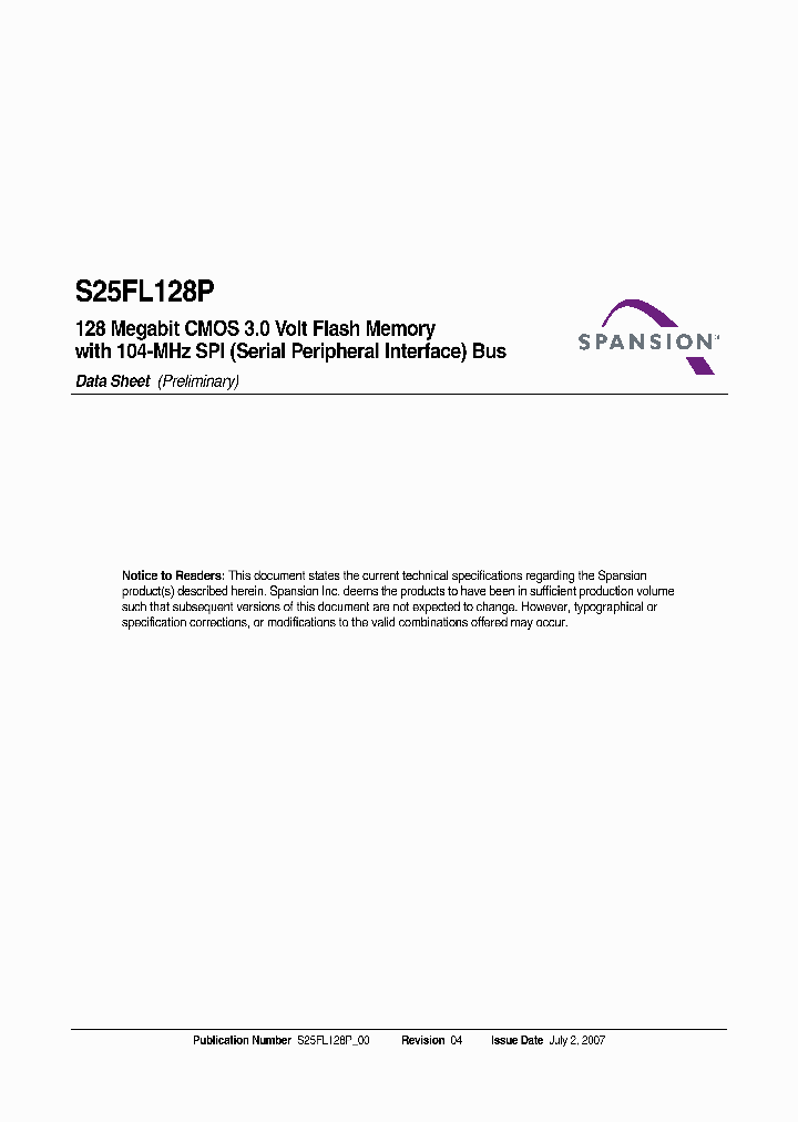 S25FL128P_4114724.PDF Datasheet