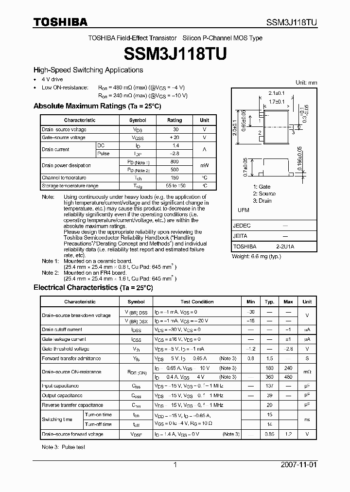 SSM3J118TU_4125469.PDF Datasheet