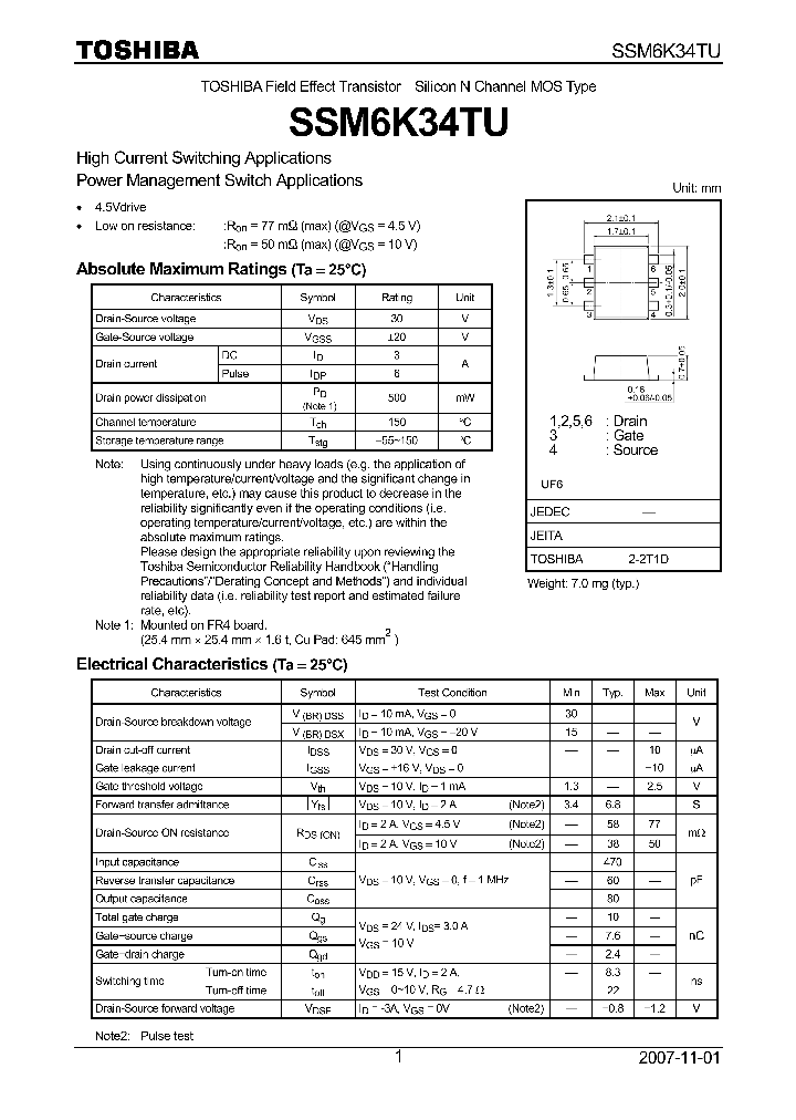 SSM6K34TU_4134780.PDF Datasheet