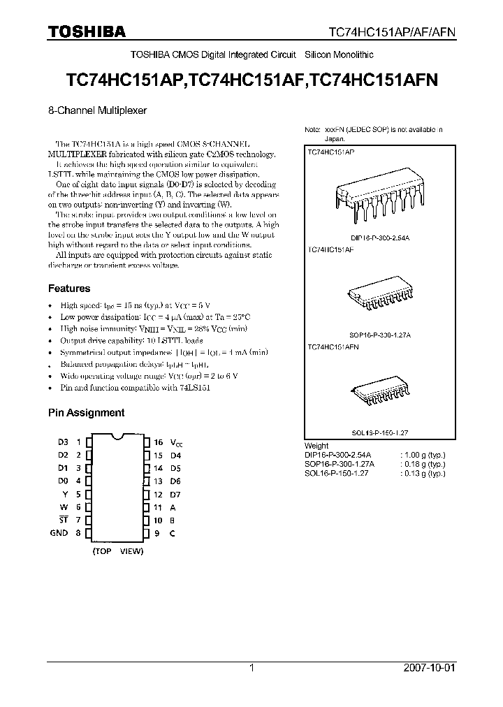 TC74HC151AP07_4124739.PDF Datasheet