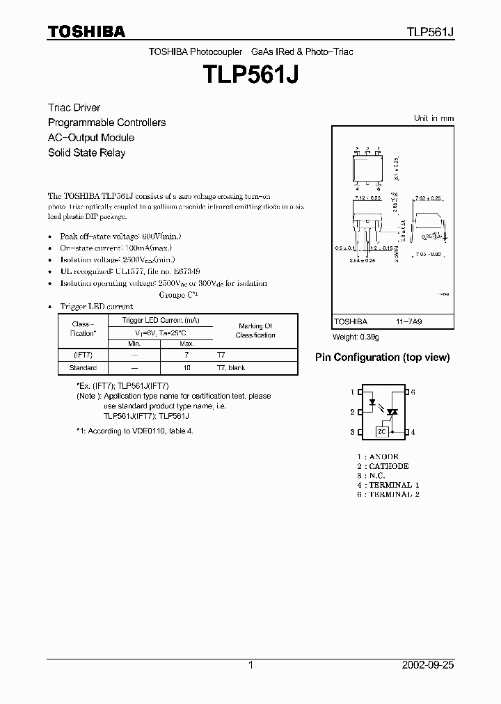 TLP561J07_4109963.PDF Datasheet