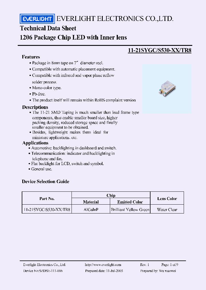 11-21-SYGC-S530-E1-TR8_4513294.PDF Datasheet