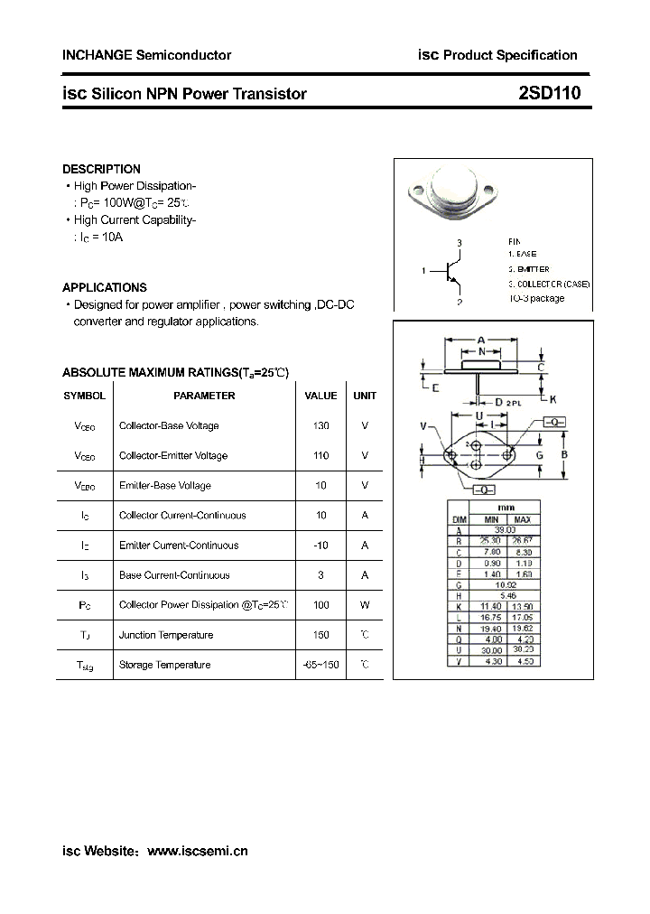 2SD110_4305690.PDF Datasheet