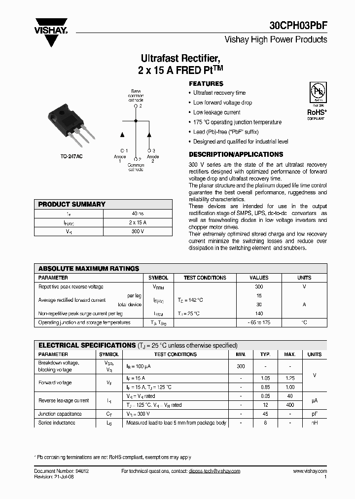 30CPH03PBF_4360582.PDF Datasheet