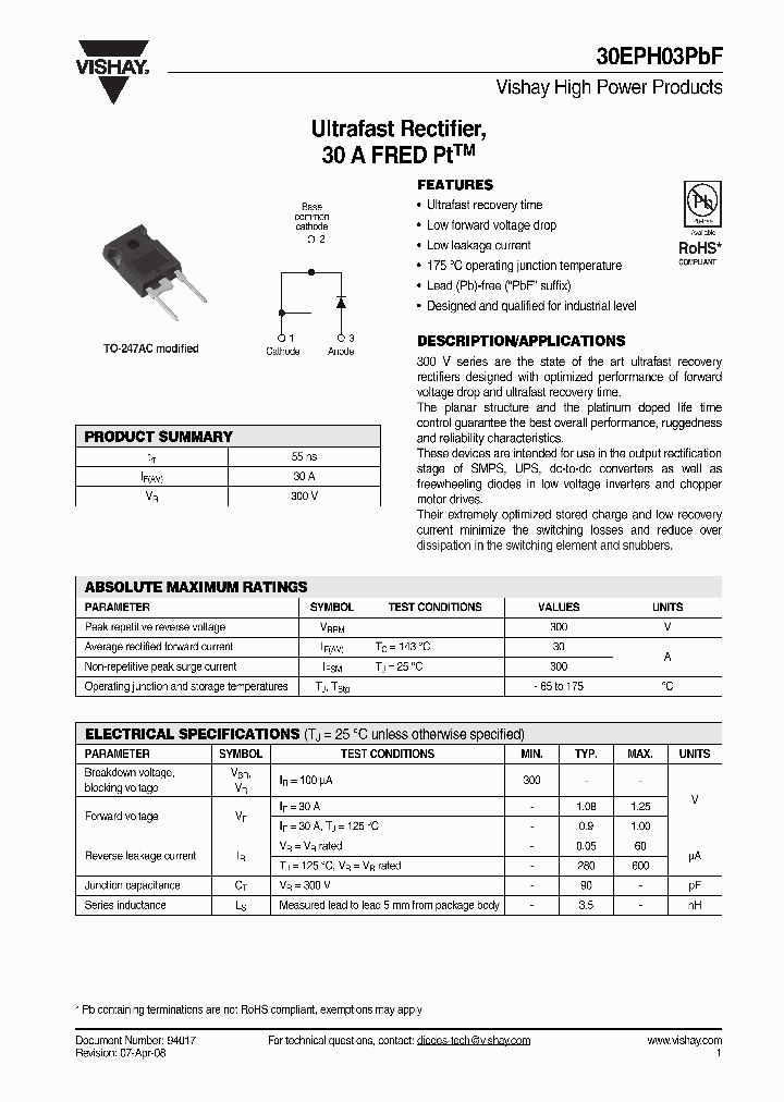 30EPH03PBF_4373763.PDF Datasheet